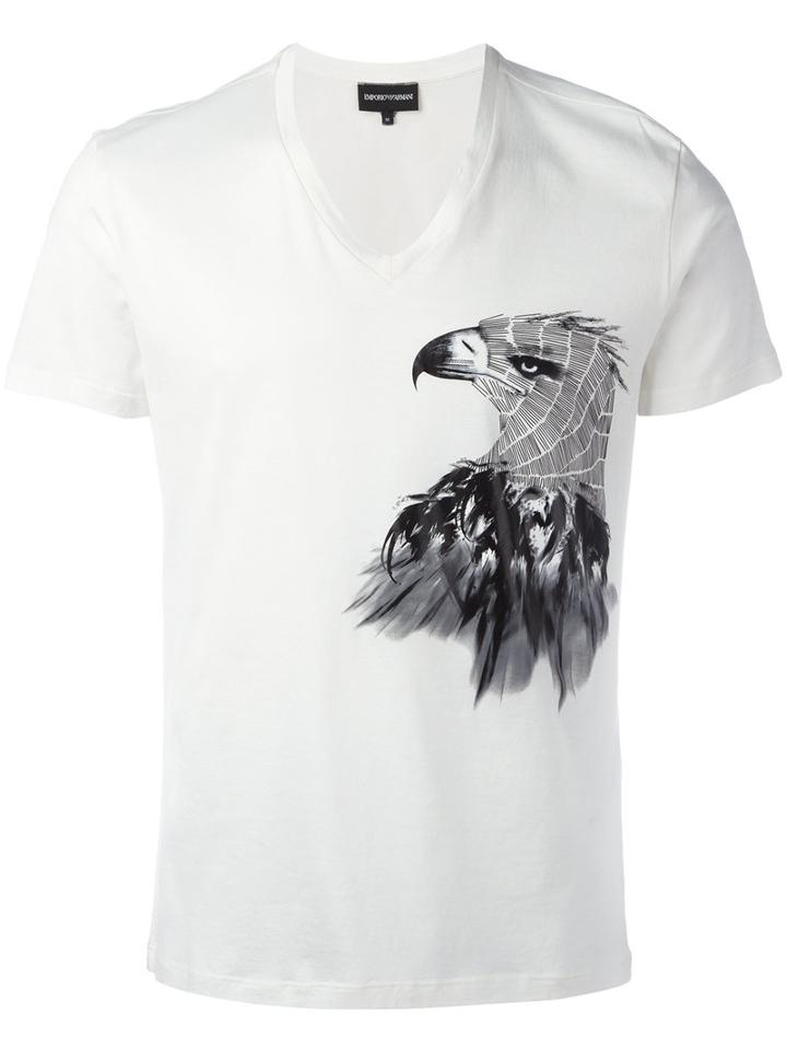 Emporio Armani Eagle Print T-shirt, Men's, Size: Large, White, Cotton