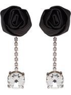 Miu Miu Crystal And Rose Embellished Earrings - Black