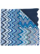 Missoni Zig-zag Pattern Knit Scarf, Women's, Blue, Acrylic/cashmere/wool