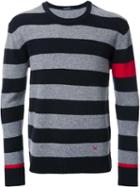 Guild Prime Striped Crew Neck Jumper, Men's, Size: 3, Grey, Lambs Wool