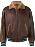 Prada Stripe Trim Flight Jacket - Brown