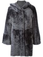 Drome Hooded Fur Coat, Women's, Size: Medium, Grey, Lamb Fur/lamb Skin
