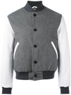 Thom Browne Varsity Bomber Jacket, Men's, Size: 2, Grey, Cupro/calf Leather/cashmere