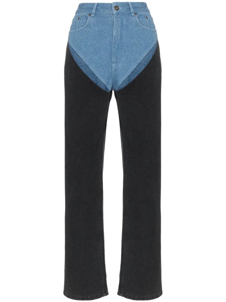 Y/project Two-tone Reconstructed Denim Jeans - Blue