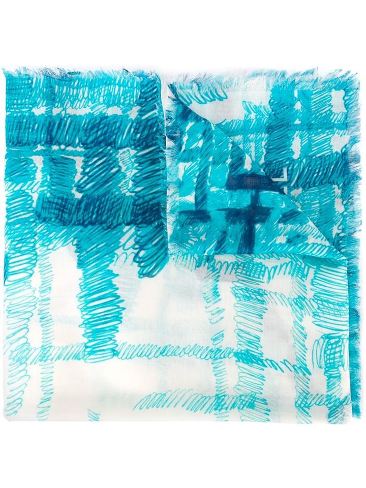 Printed Scarf, Women's, Blue, Chanel Vintage