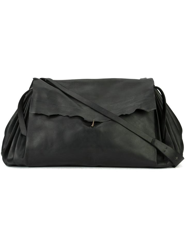 Ma+ Fold-over Closure Crossbody Bag, Adult Unisex, Black, Horse Leather