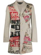 Comme Des Garçons Pre-owned 2008 Collage Print Notched Coat - Neutrals