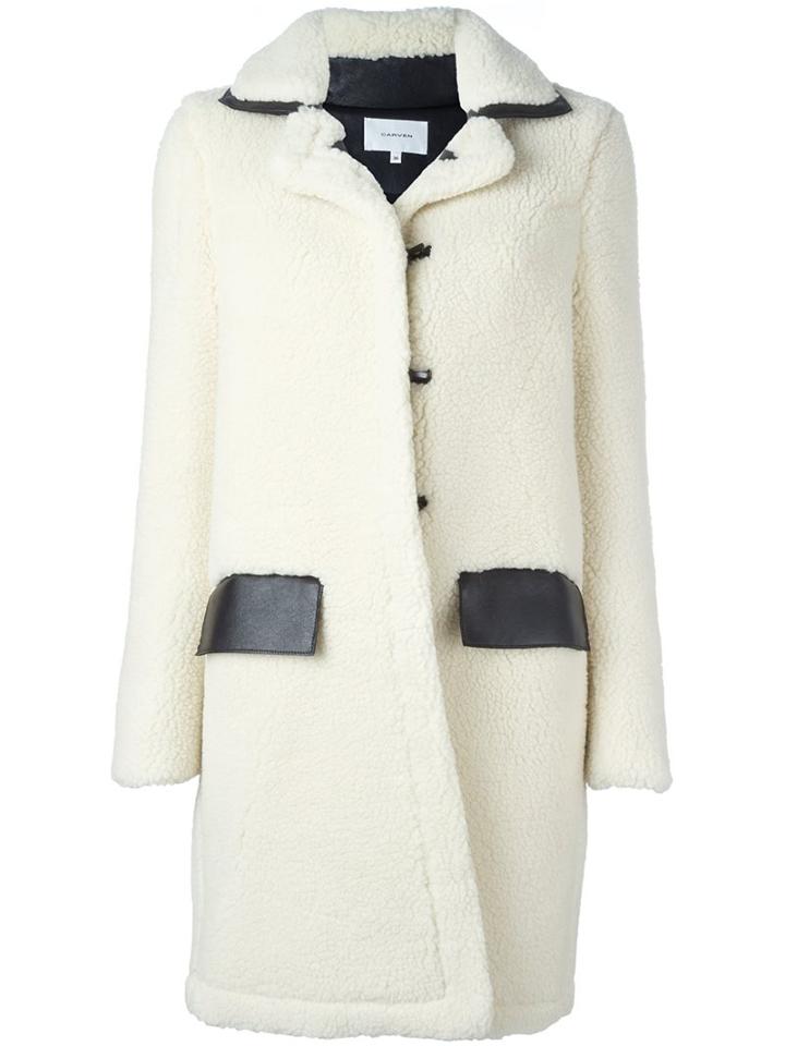 Carven 'curly' Coat, Women's, Size: 34, White, Polyester/acetate/viscose/virgin Wool
