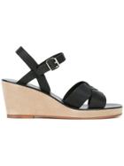 A.p.c. Classic Wedge Sandals - Black
