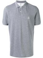 Brunello Cucinelli Embroidered Logo Polo Shirt, Men's, Size: Large, Grey, Cotton