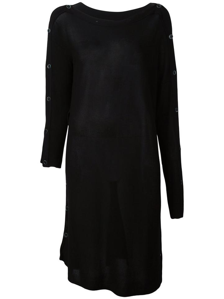 Masnada - Buttoned Detail Elongated Jumper - Women - Viscose - S, Black, Viscose