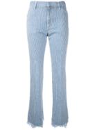 Toga Striped Cropped Jeans, Women's, Size: 34, Blue, Cotton