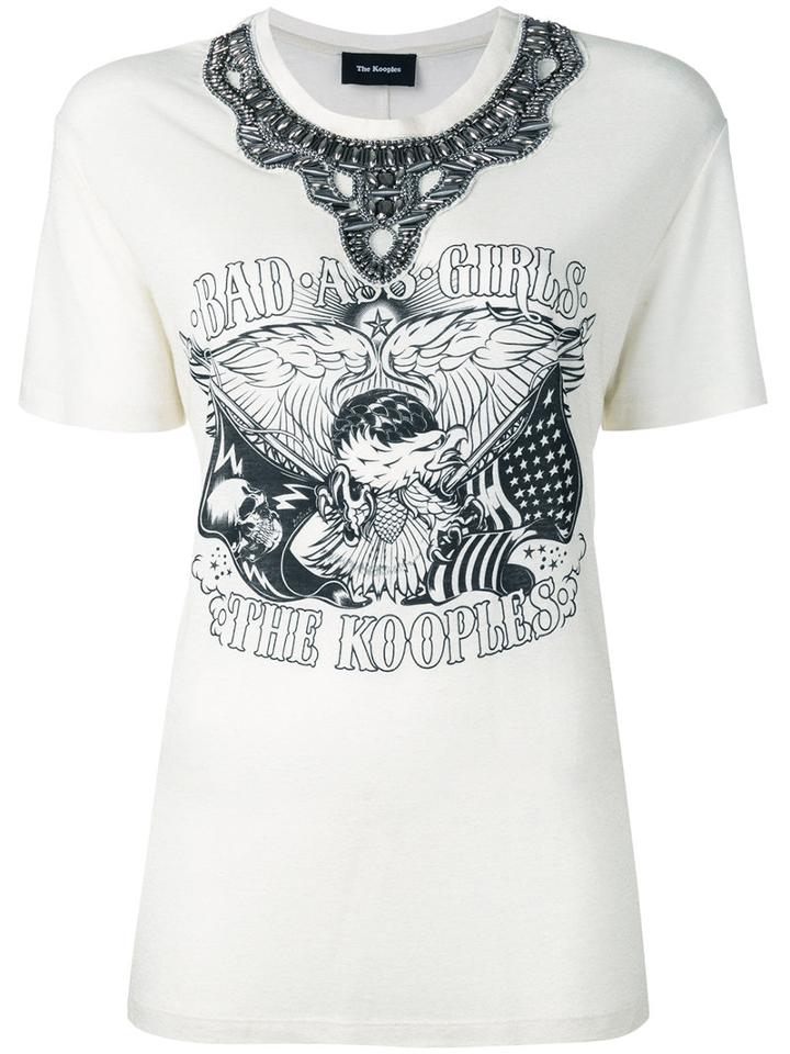 The Kooples Embellished T-shirt, Women's, Size: 2, Nude/neutrals, Viscose/linen/flax
