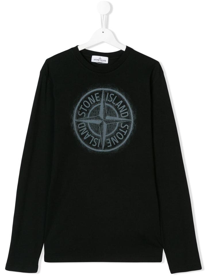 Stone Island Junior Logo Print Sweater - Black