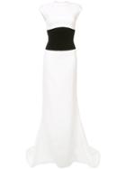 Oscar De La Renta Bow Corset Belt Gown - White