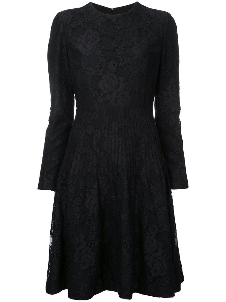 Huishan Zhang - Floral Flared Dress - Women - Cotton/nylon - 12, Women's, Black, Cotton/nylon