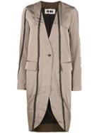 Uma Wang Contrast Stripe Single Breasted Coat - Brown