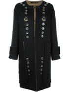 Maurizio Pecoraro Single Breasted Coat, Women's, Size: 42, Black, Polyester/virgin Wool/brass