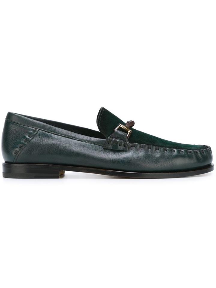Santoni Contrast Panel Loafers
