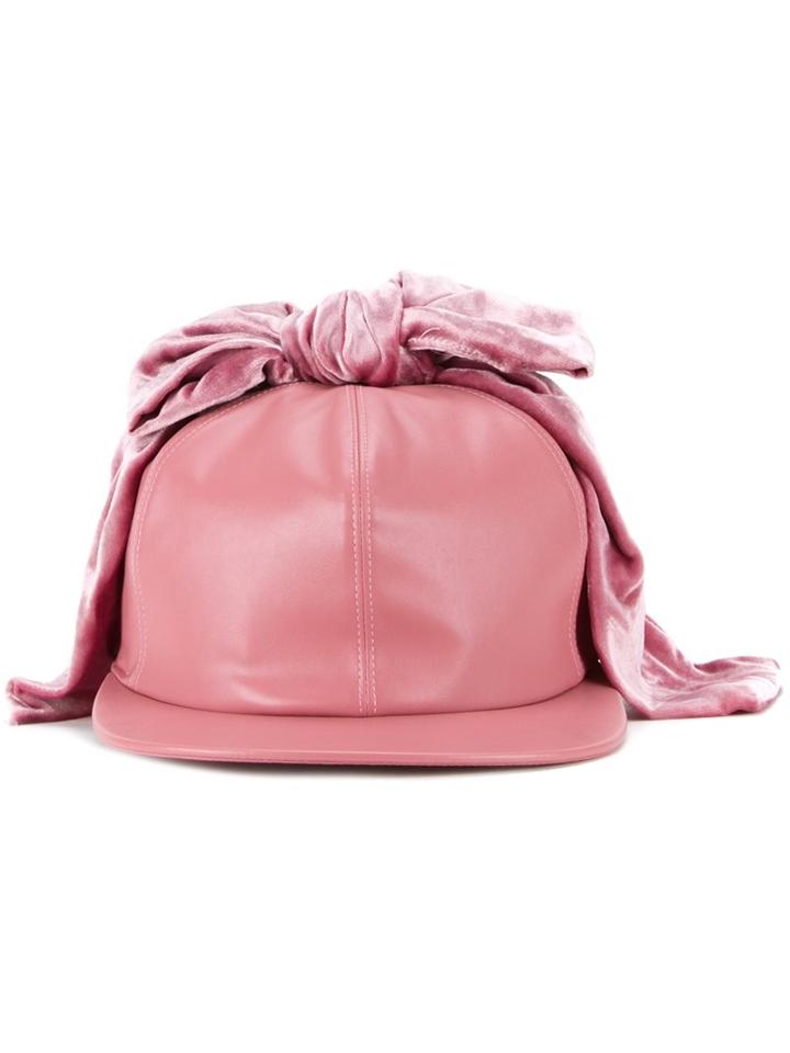 Federica Moretti Bow Detail Cap, Women's, Pink/purple, Viscose