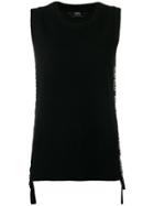 Karl Lagerfeld Sleeveless Logo Stripe Sweater - Black