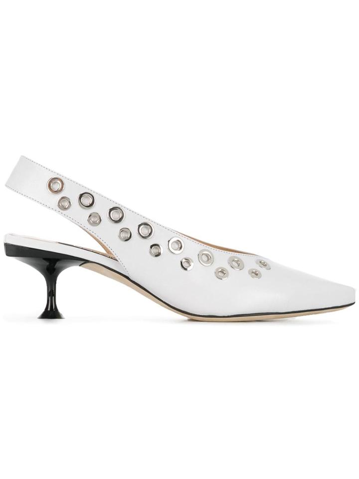 Sergio Rossi Eyelet Slingback Pumps - White