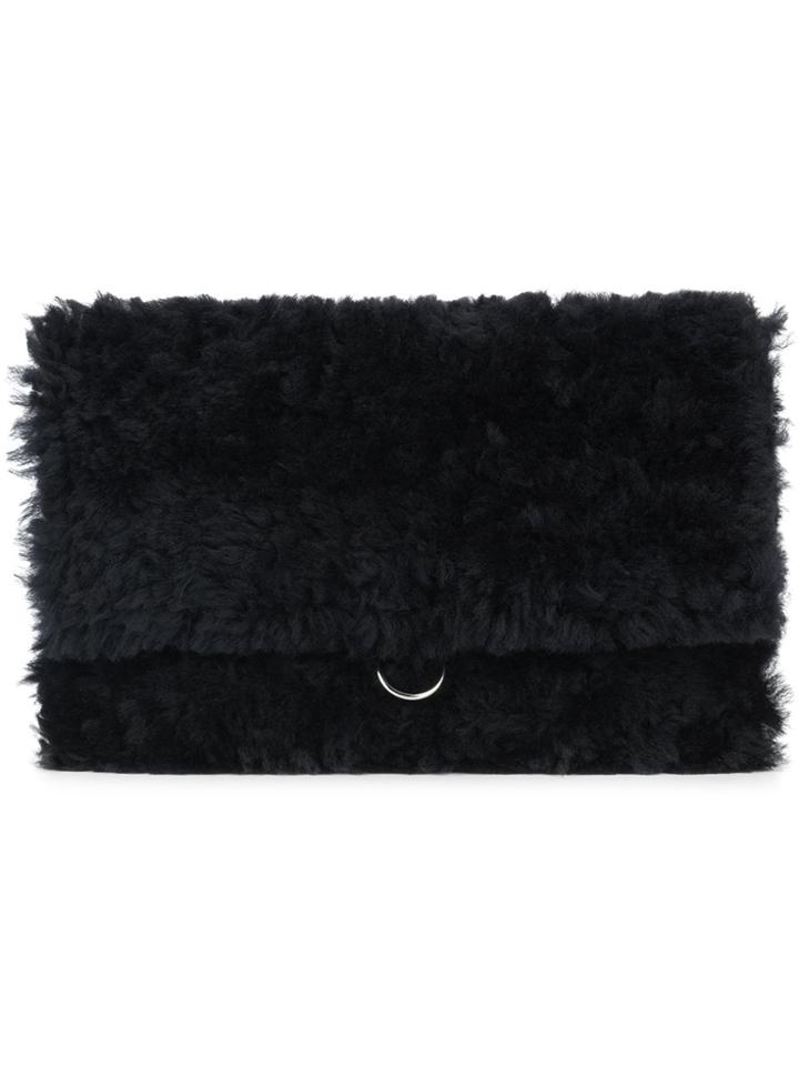 Jil Sander Furry Flap Clutch - Black