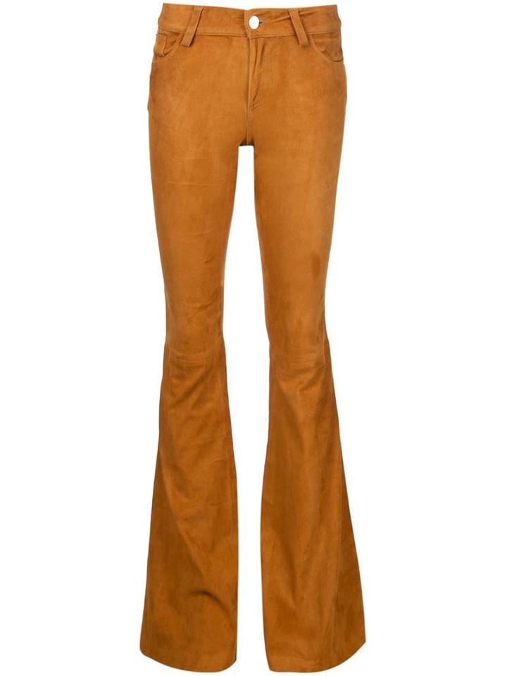 Alice+olivia Flared Trousers, Women's, Size: 4, Brown, Lamb Skin