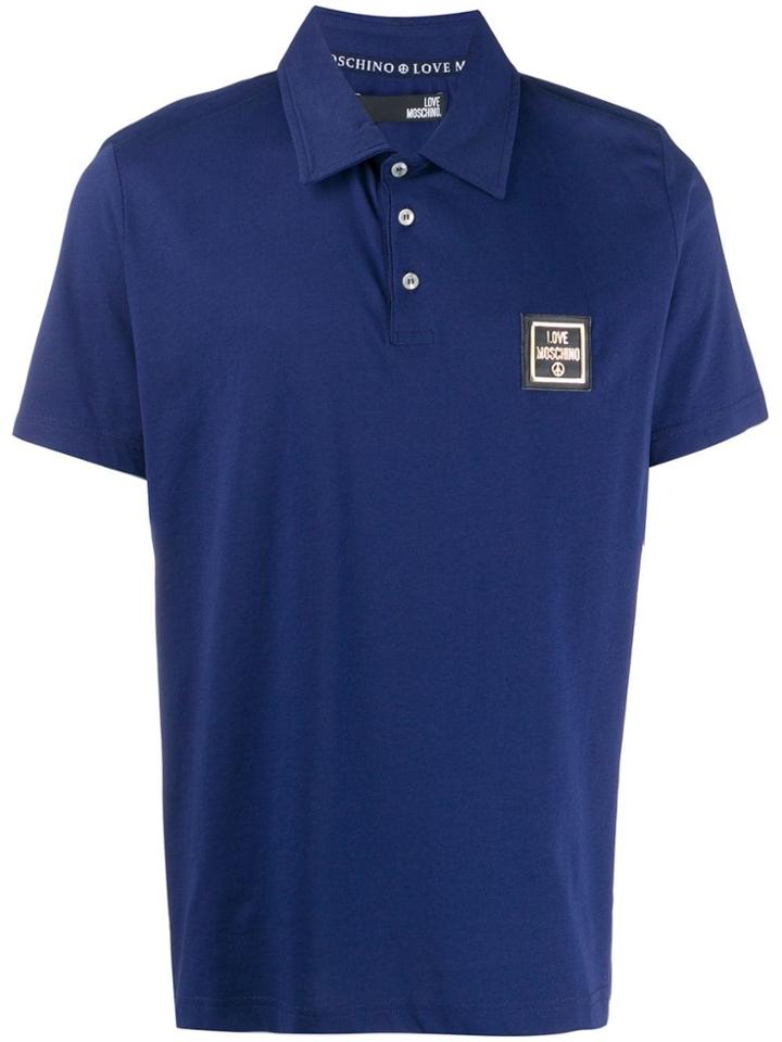 Love Moschino Logo Plaque Polo Shirt - Blue