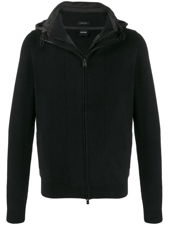 Boss Hugo Boss Hooded Shell-panelled Jacket - Black