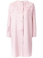 Ermanno Scervino Leaves Motif Mid Coat, Women's, Size: 44, Pink/purple, Angora/virgin Wool