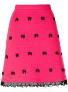 Boutique Moschino - Bow Embroidered Skirt - Women - Acrylic/polyamide/polyester/other Fibers - 44, Pink/purple, Acrylic/polyamide/polyester/other Fibers