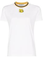 Prada Ribbed Neckline Logo Detail Cotton T-shirt - White