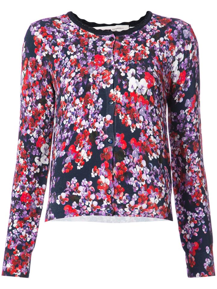 Carolina Herrera Floral Print Buttoned Cardigan - Blue