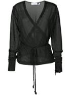 Kacey Devlin Metallic Wrap Blouse - Black