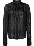 Frame Denim Sheer Striped Shirt, Women's, Size: Xs, Black, Silk/metallic Fibre