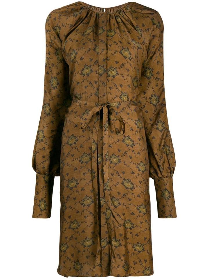 Uma Wang Floral-printshirt Dress - Brown