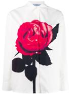 Prada Rose Print Oversized Shirt - White