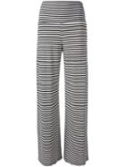 Norma Kamali Striped Palazzo Pants, Women's, Size: Small, White, Polyester/spandex/elastane