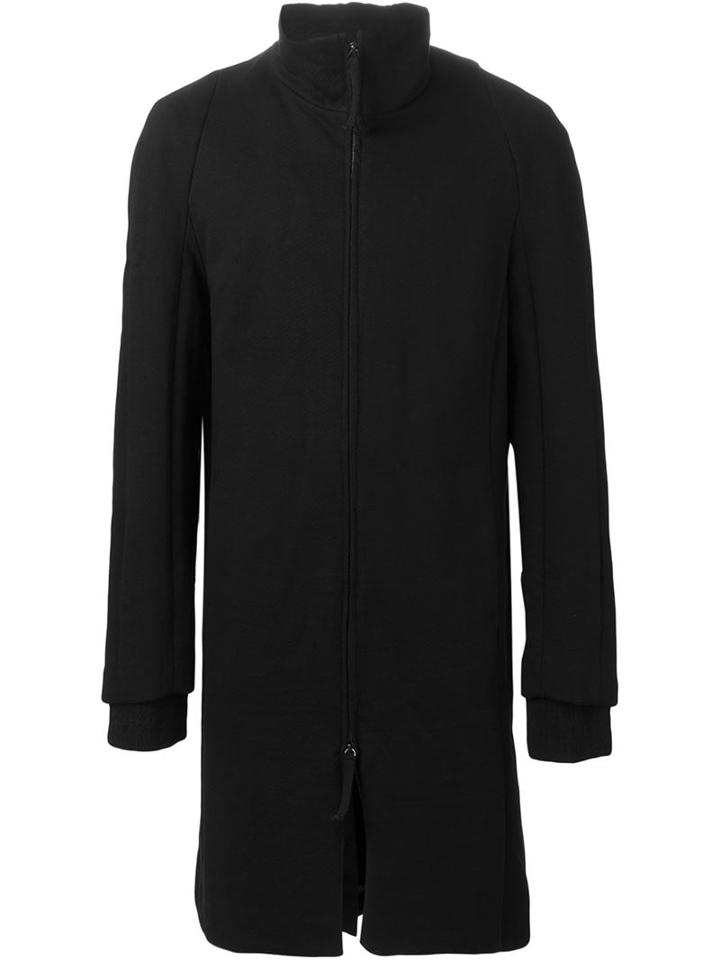 Individual Sentiments Zipped High-neck Coat, Men's, Size: 3, Black, Cotton