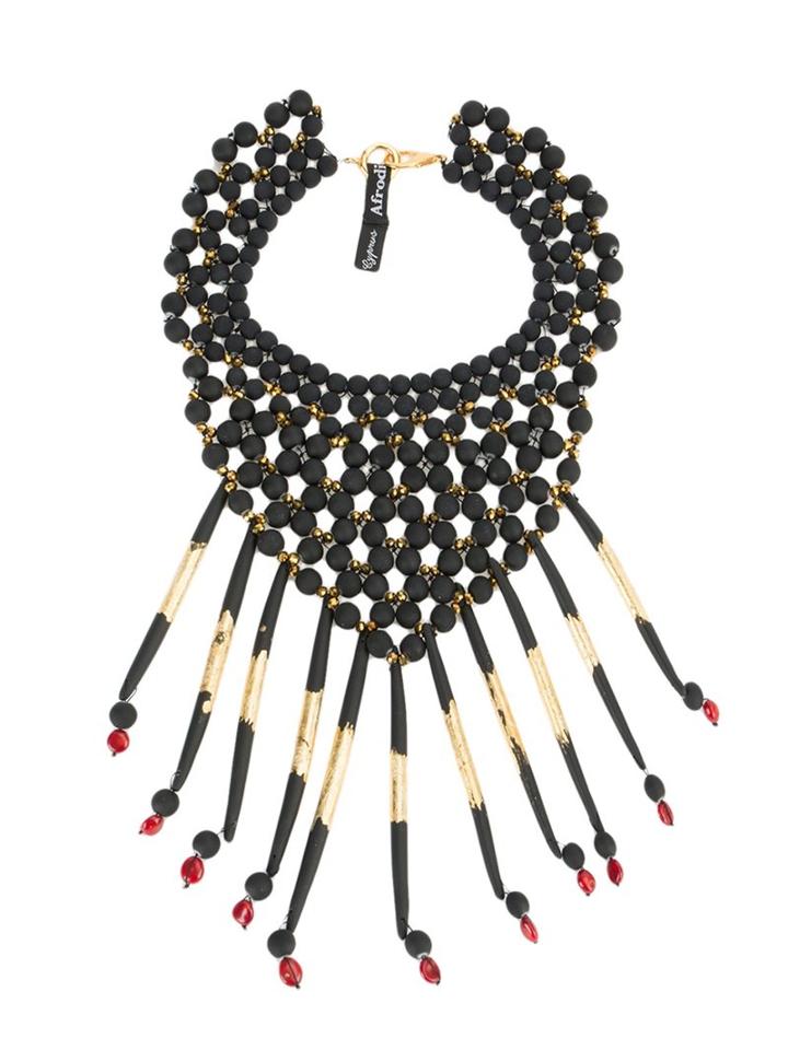 Afroditi Hera Beaded Necklace, Women's, Black