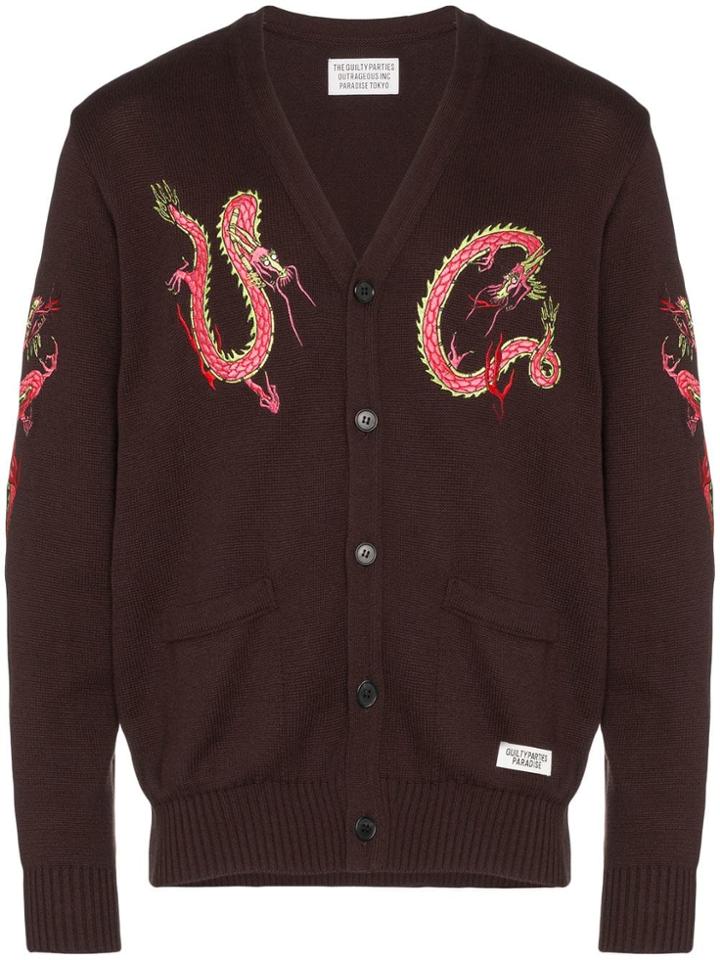 Wacko Maria Dragon Embroidered Cardigan - Brown