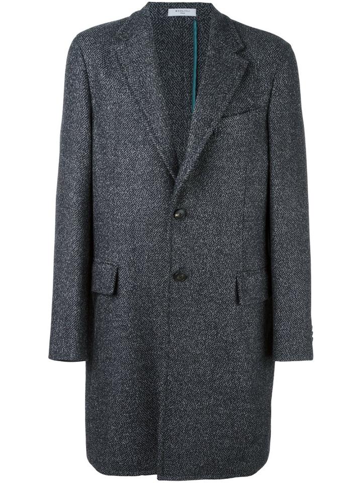 Boglioli Single Breasted Coat, Men's, Size: 54, Grey, Virgin Wool/polyamide/acrylic/cupro