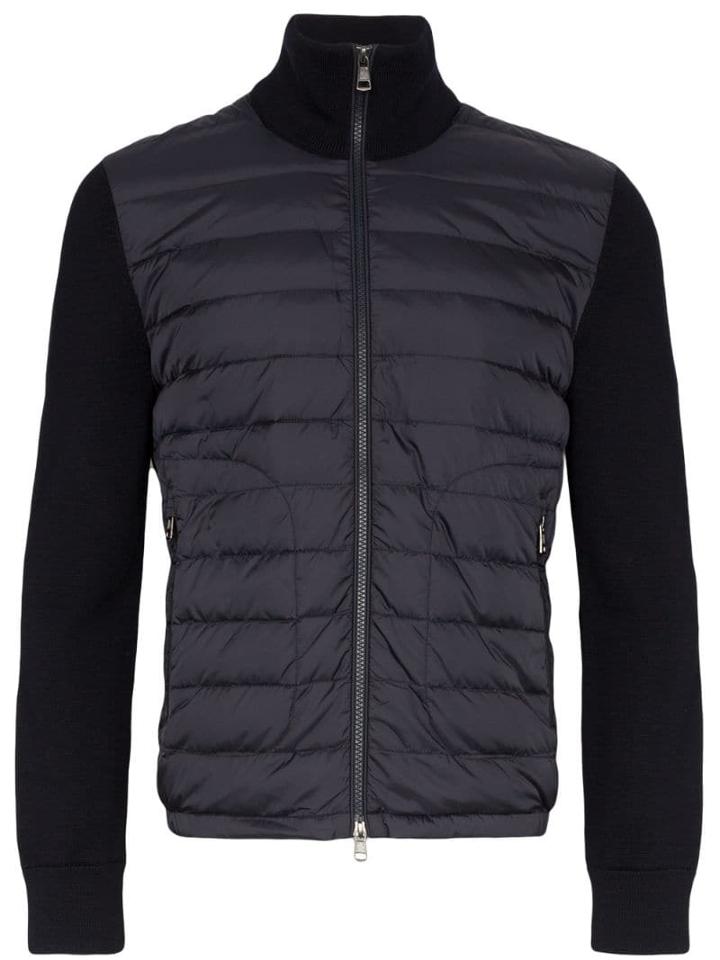 Moncler Knitted-sleeve Padded Jacket - Blue