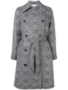 Kiltie Plaid Double Breasted Coat - Grey
