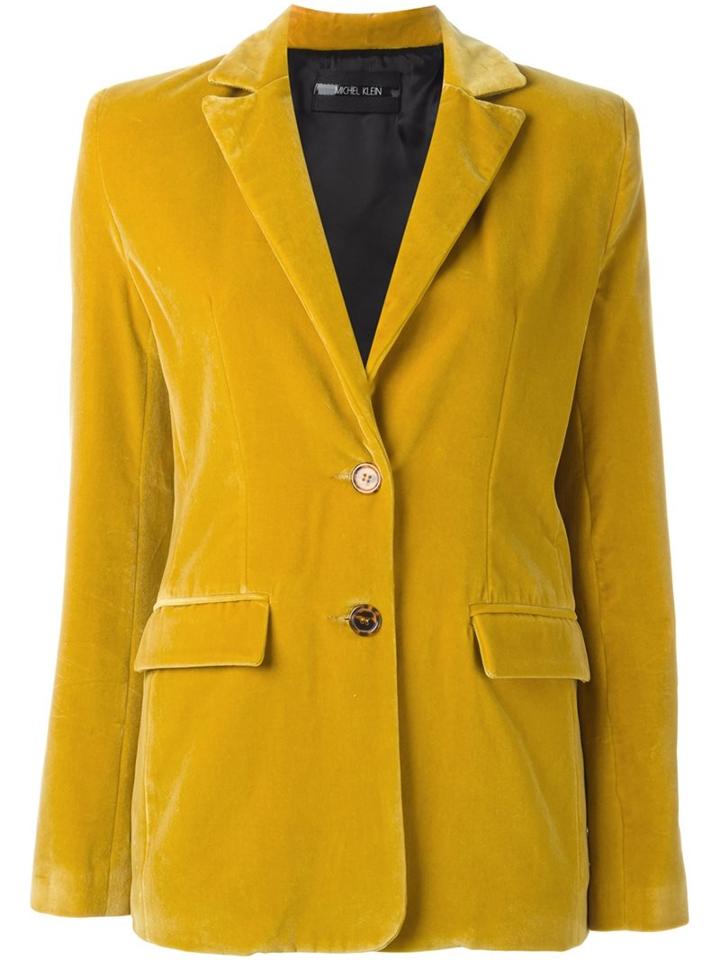 Michel Klein Peaked Lapel Blazer, Women's, Size: 36, Yellow/orange, Cotton