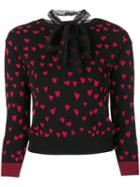 Red Valentino - Heart Intarsia Jumper - Women - Cotton/polyamide/viscose - M, Black, Cotton/polyamide/viscose