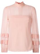 Red Valentino Cuff Detail Blouse, Women's, Size: 40, Pink/purple, Silk/spandex/elastane/viscose/polyester
