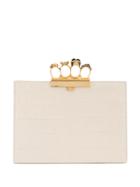 Alexander Mcqueen Four Ring Clutch Bag - White