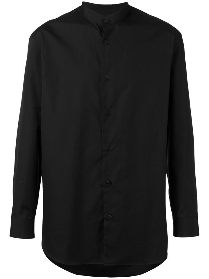 Issey Miyake Men Band Collar Shirt, Size: 5, Black, Cotton